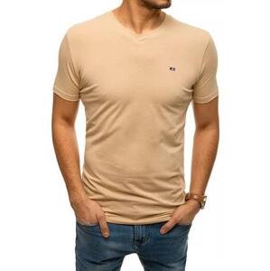Dstreet Jednobarevné pánské tričko, béžové RX4465 L, Béžový