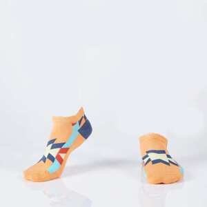FASARDI Oranžové krátké dámské ponožky s aztéckými vzory 36/40, Oranžová,