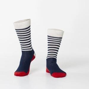 FASARDI Pánské tmavě modré pruhované ponožky 40/45, námořnická, modrá