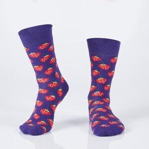 FASARDI Pánské fialové ponožky s jahodami 40/45, fialový