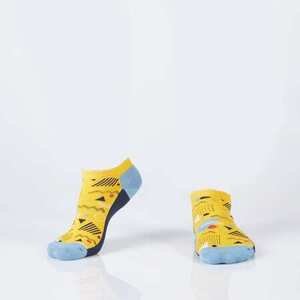 FASARDI Námořnicky modré a žluté dámské krátké ponožky s geometrickými vzory 36/40, námořnická, modrá