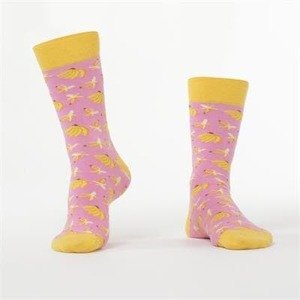 FASARDI Pánské růžové ponožky s banány 40/45, Růžová,