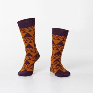 FASARDI Pánské červené ponožky s trojúhelníky 40/45, Oranžová,