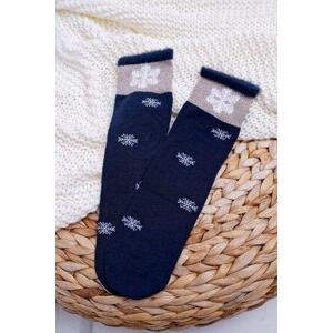 Kesi Dámské Ponožky Teplé  tmavě modré se sněhovou vločkou 35-38, Odstíny