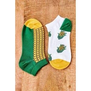 Kesi Nepárové Ponožky S Kukuřicí Bílé-Zelené 38-43, Bílá, ||, Odstíny, zelené