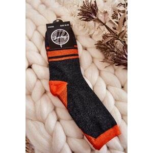 Kesi Dámské dvoubarevné ponožky s pruhy Grafit-oranžová 36-38, Odstíny, šedé, a, stříbrné, ||, Odstíny, oranžové
