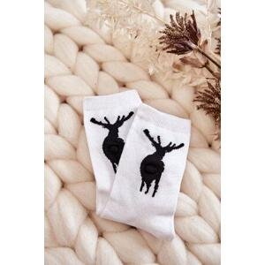 Kesi Mládež Bavlněné Ponožky Černý jelen bíle 29-32, Bílá