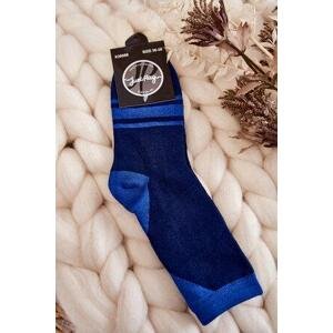 Kesi Dámské dvoubarevné ponožky s pruhy Námořnická modrá a modrá 36-38, Odstíny, tmavě, modré