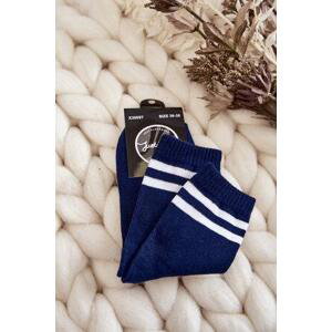Kesi Dámské bavlněné sportovní ponožky s pruhy námořnická modrá 39-41, Odstíny, tmavě, modré