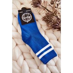 Kesi Mládež Bavlněné Sportovní Ponožky S Pruhy Modre 33-36, Modrá