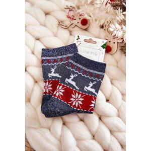 Kesi Dámské vánoční ponožky lesklé sobověnámořnická modrá 35-38, Odstíny, tmavě, modré