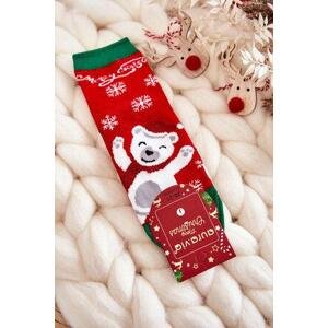 Kesi Dětské ponožky "Merry Christmas" Veselý medvěd červene 32-35, Odstíny, zelené, ||, Odstíny, červené