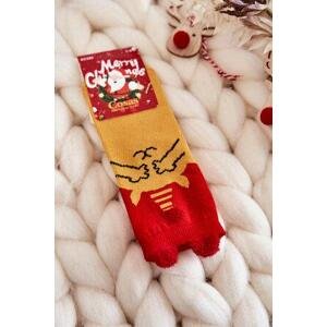 Kesi Dětské vánoční ponožky medvěd Cosas červeno-žlutý 1-4 lata, Odstíny, žluté, a, zlaté, ||, Odstíny, červené, roky