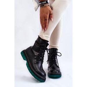 Kesi Dámské šněrovací boty se zelenou podrážkou černá Trinah 40