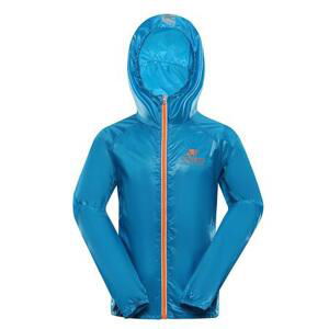 ALPINE PRO Dětská ultralehká bunda s impregnací BIKO neon atomic blue 140-146, 140/146