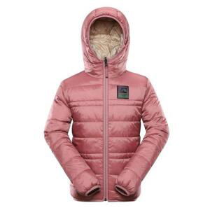 ALPINE PRO Dětská oboustranná bunda hi-therm EROMO dusty rose 140-146, 140/146