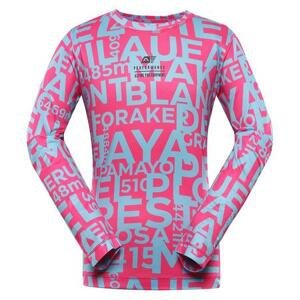 ALPINE PRO Dětské rychleschnoucí triko LOUSO pink glo varianta pb 104-110, 104/110