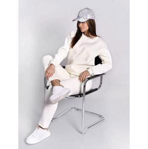 FASARDI Ekri XL zateplená dámská tepláková souprava, mikina a volné kalhoty, krémová
