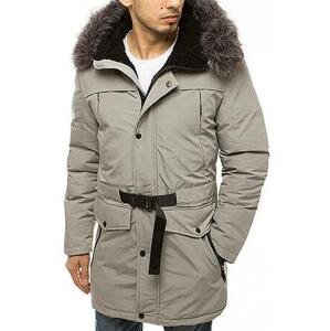Dstreet Pánská zimní bunda parka s kapucí, světle šedá TX3609 Velikost: XXL