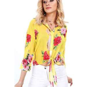FASARDI Žlutá letní košile s květinami S