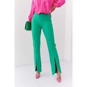 FASARDI Elegantní kalhoty s rozparkem, zelené M, Zelená