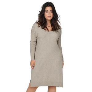 ONLY CARMAKOMA Dámské šaty CARIBI Regular Fit 15263791 Mocha Meringue MELANGE 5XL/6XL