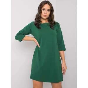 Fashionhunters Tmavě zelené dámské šaty s krajkou Jamelia RUE PARIS Velikost: L / XL