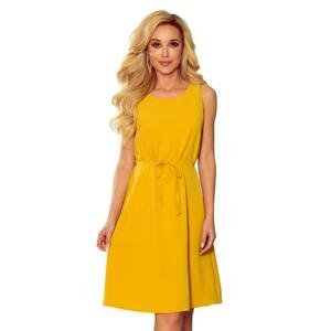 Numoco Dámské trapézové šaty VICTORIA - žluté Velikost: L, Žlutá