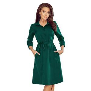 Numoco Košilové šaty SANDY - tmavě zelené Velikost: L, Zelená
