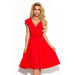Numoco Rozevláté šaty s psaníčkovým výstřihem SCARLETT - červené Velikost: L