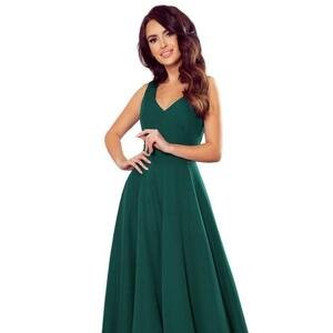 Numoco Dlouhé šaty s výstřihem CINDY - tmavě zelené Velikost: XL, Zelená