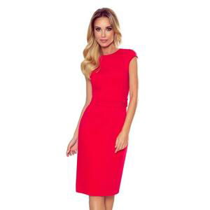 Numoco Elegantní midi šaty s páskem TAMARA - červené Velikost: XXL, Červená