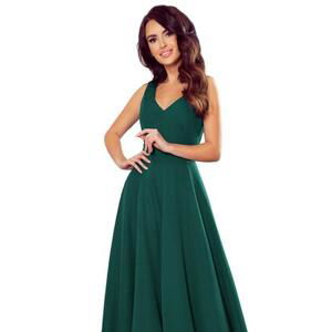 Numoco Dlouhé šaty s výstřihem CINDY - tmavě zelené Velikost: S, Zelená