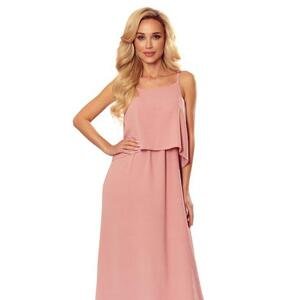 Numoco Dlouhé letní šaty na ramínka - růžové Velikost: XL, Růžová