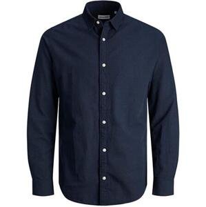 Jack&Jones Pánská košile JJELINEN Slim Fit 12248579 Navy Blazer L