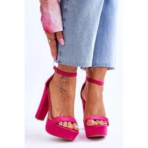Kesi Pohodlné semišové sandály na vysokém podpatku Fuchsia Essence 41, Růžová