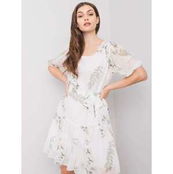 Fashionhunters Dámské bílé květované šaty 40