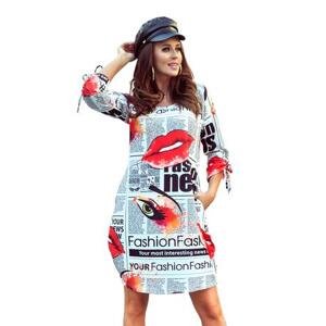 Numoco Dámské oversize šaty SOPHIE - novinový vzor Velikost: XL, vícebarevný