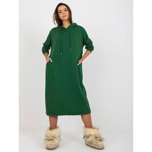 Fashionhunters Tmavě zelené midi sportovní basic oversize šaty Velikost: ONE SIZE, JEDNA, VELIKOST