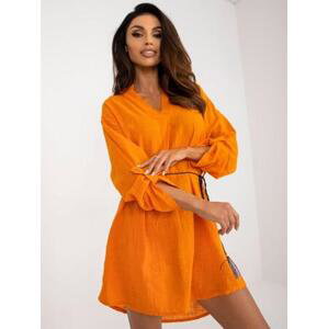 Fashionhunters OCH BELLA oranžové ležérní bavlněné šaty Velikost: L