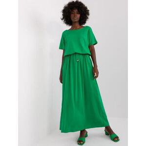 Fashionhunters Základní zelené ležérní šaty s kravatou Velikost: ONE SIZE, JEDNA, VELIKOST