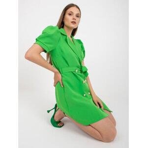 Fashionhunters Světle zelené elegantní koktejlové šaty s krátkým rukávem.Velikost: JEDNA VELIKOST