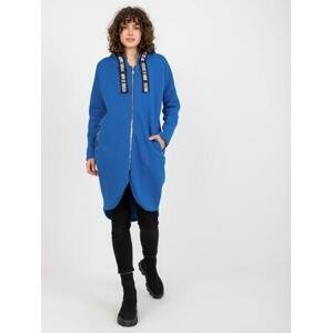 Fashionhunters Dámská dlouhá mikina na zip s kapucí - modrá Velikost: S/M