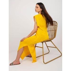 Fashionhunters Tmavě žluté letní úpletové šaty.Velikost: ONE SIZE, JEDNA, VELIKOST