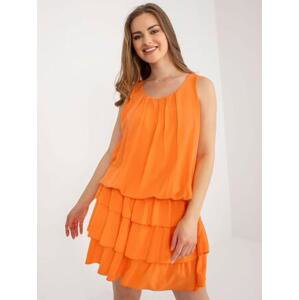 Fashionhunters Oranžové šaty s volánky OCH BELLA Velikost: ONE SIZE, JEDNA, VELIKOST