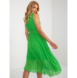 Fashionhunters Světle zelené midi šaty s psaníčkovým výstřihem.Velikost: ONE SIZE, JEDNA, VELIKOST