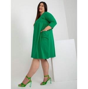Fashionhunters Zelené rozšířené bavlněné šaty větší velikosti.Velikost: JEDNA VELIKOST