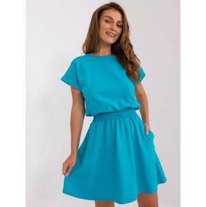 Fashionhunters Základní modré šaty s kapsami RUE PARIS Velikost: XL