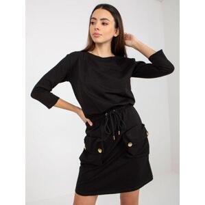 Fashionhunters Černé mini mikinové šaty s lemem OCH BELLA Velikost: M