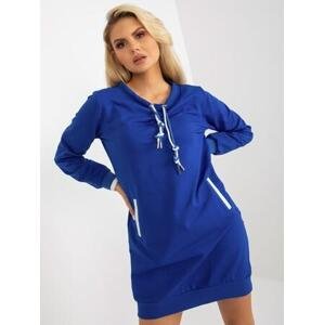 Fashionhunters Kobaltově modré basic bavlněné mikinové šaty Velikost: JEDNA VELIKOST